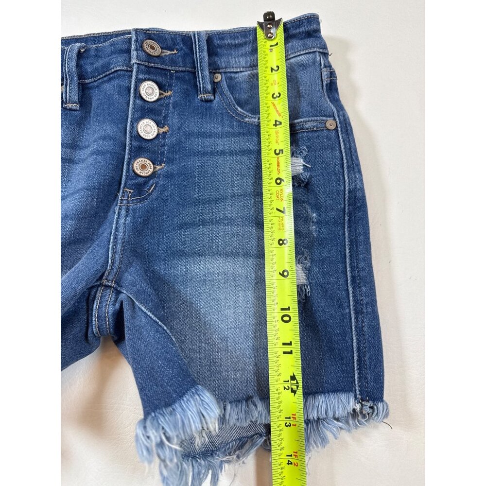 KanCan Women Distressed Denim Shorts Estilo High-Rise Raw stretch Small (LL284) - Picture 6 of 7